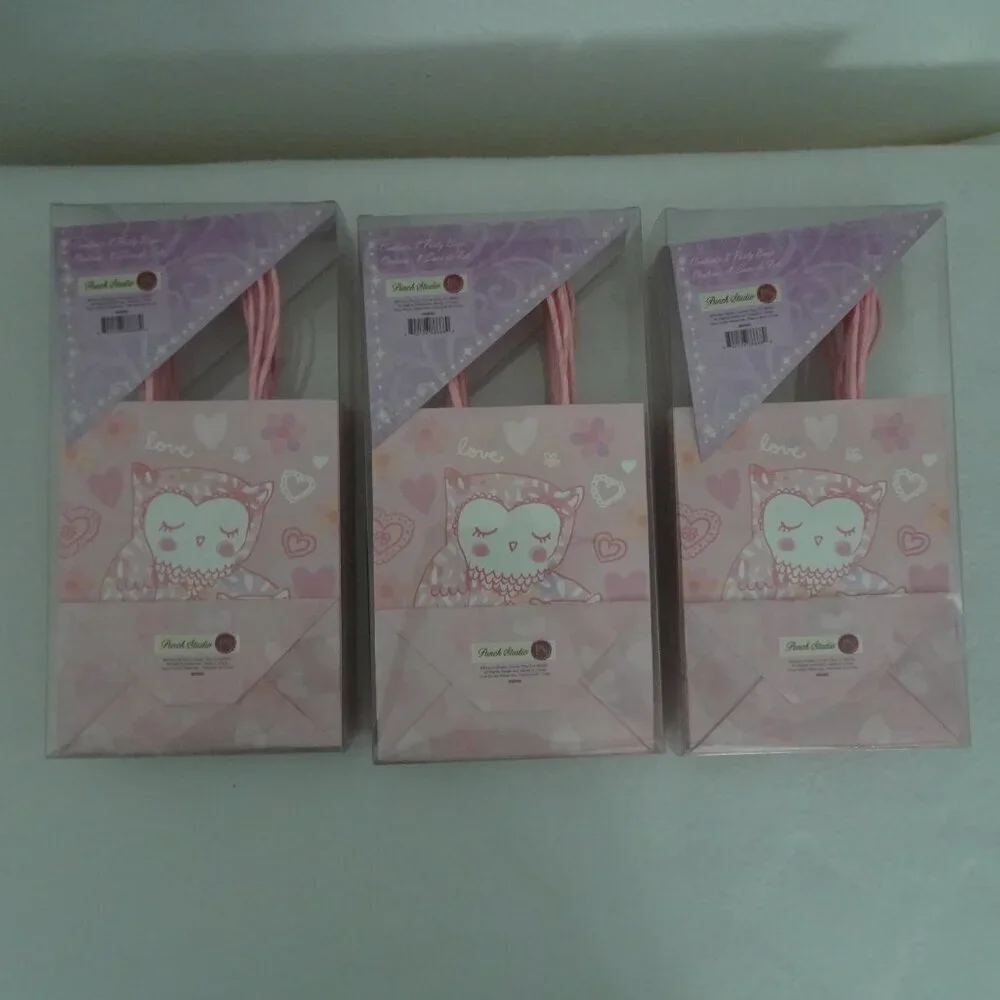 24 Punch Studio Pink Owl Gift Bags Glitter Hearts Birthday Party Loot Swag 7